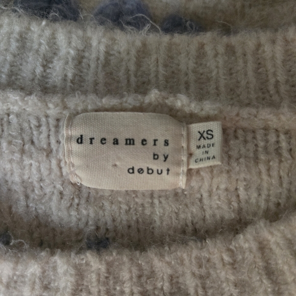 Dreamers By Debut Cream And Pastel Heart Knit Sweater Xs - Picture 3 of 6
